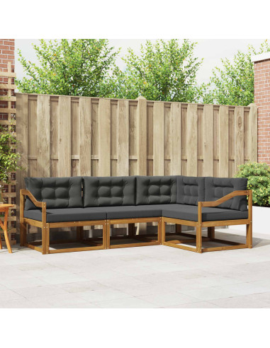 Set di divani da esterno con cuscino 4 pcs Naturale e Antracite