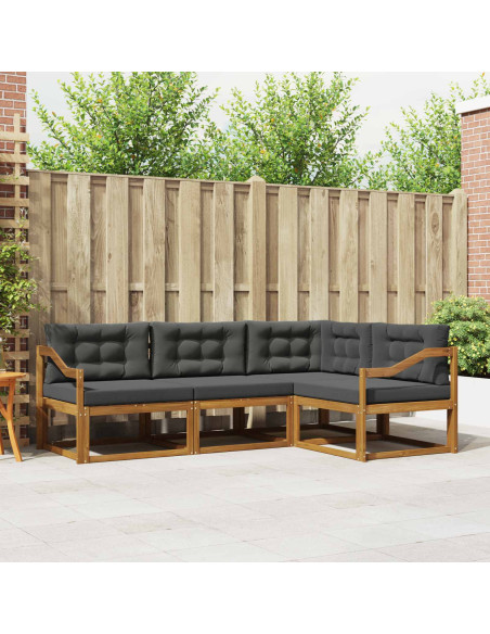 Set di divani da esterno con cuscino 4 pcs Naturale e Antracite