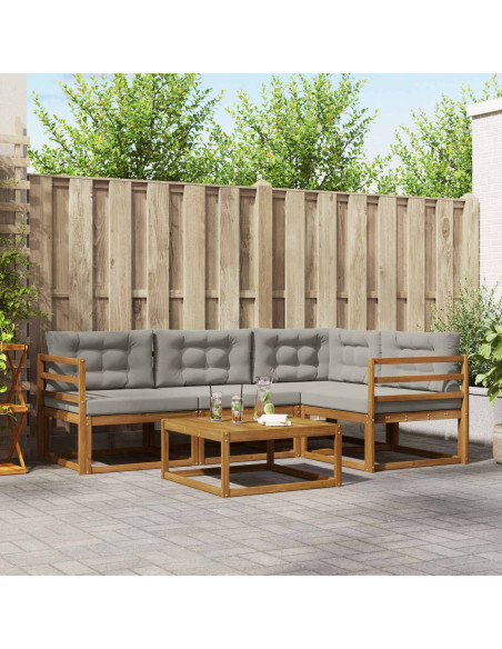 Set di divani da esterno 5 pcs Grigio Naturale e Chiaro