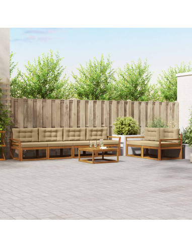 Set di divani da esterno con cuscino 7 pcs Naturale e Beige