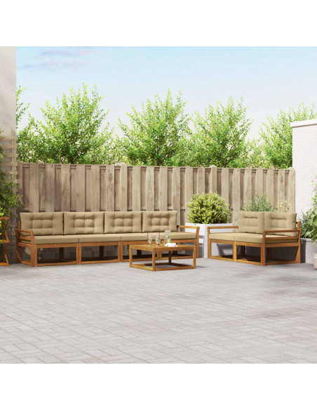 Set di divani da esterno con cuscino 7 pcs Naturale e Beige