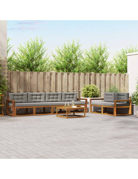 Set di divani da esterno 7 pcs Grigio Naturale e Chiaro