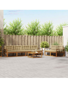 Set di divani da esterno con cuscino 7 pcs Naturale e Beige