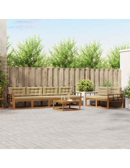 Set di divani da esterno con cuscino 7 pcs Naturale e Beige