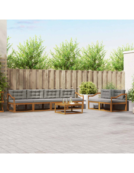 Set di divani da esterno 7 pcs Grigio Naturale e Chiaro