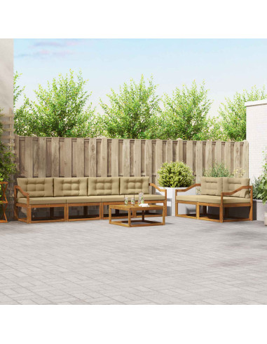 Set di divani da esterno con cuscino 7 pcs Naturale e Beige