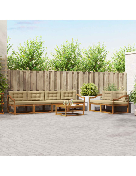 Set di divani da esterno con cuscino 7 pcs Naturale e Beige
