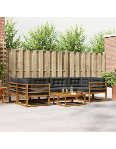 Set di divani da esterno con cuscino 7 pcs Naturale e Antracite