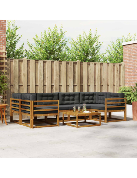Set di divani da esterno con cuscino 7 pcs Naturale e Antracite