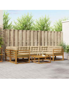 Set di divani da esterno con cuscino 7 pcs Naturale e Beige