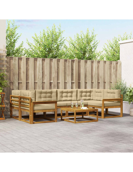 Set di divani da esterno con cuscino 7 pcs Naturale e Beige
