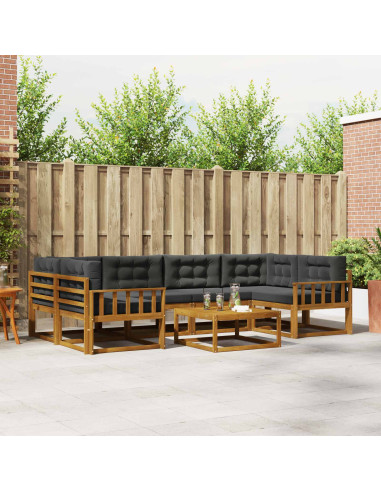 Set di divani da esterno con cuscino 7 pcs Naturale e Antracite