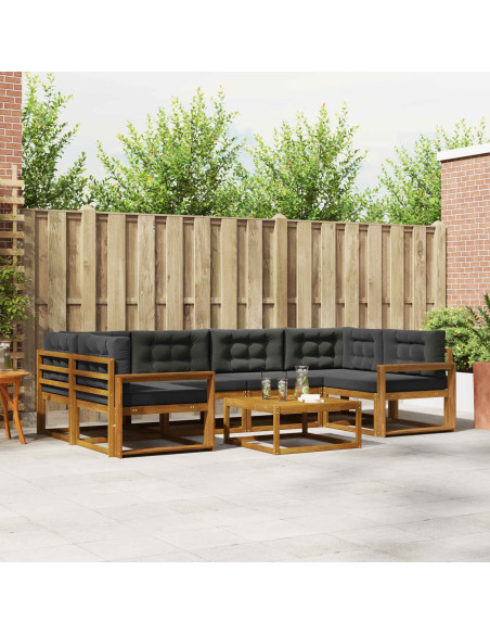 Set di divani da esterno con cuscino 7 pcs Naturale e Antracite