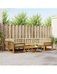 Set di divani da esterno con cuscino 7 pcs Naturale e Beige