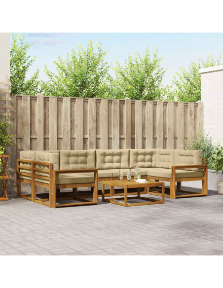 Set di divani da esterno con cuscino 7 pcs Naturale e Beige