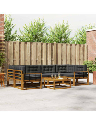 Set di divani da esterno con cuscino 7 pcs Naturale e Antracite