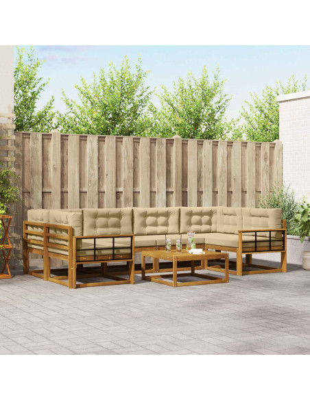 Set di divani da esterno con cuscino 7 pcs Naturale e Beige
