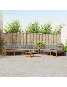 Set di divani da esterno 8 pcs Grigio Naturale e Chiaro
