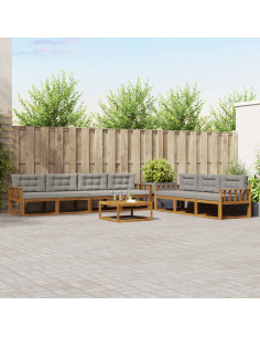 Set di divani da esterno 8 pcs Grigio Naturale e Chiaro