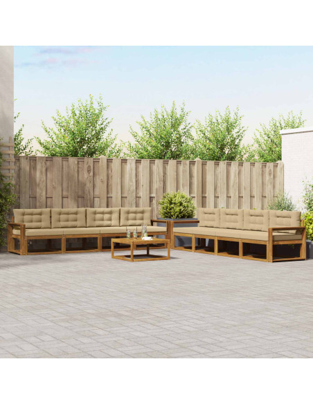 Set di divani da esterno con cuscino 9 pcs Naturale e Beige