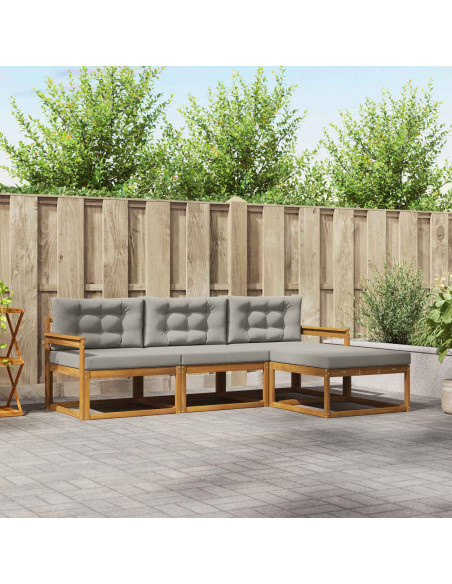 Set di divani da esterno 4 pcs Grigio Naturale e Chiaro