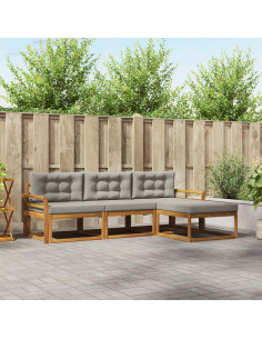 Set di divani da esterno 4 pcs Grigio Naturale e Chiaro