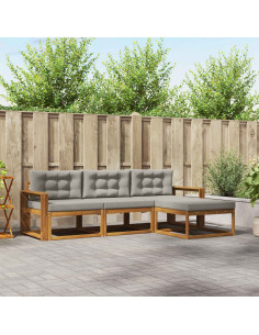 Set di divani da esterno 4 pcs Grigio Naturale e Chiaro