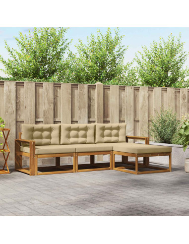 Set di divani da esterno con cuscino 4 pcs Naturale e Beige
