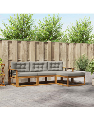 Set di divani da esterno 4 pcs Grigio Naturale e Chiaro