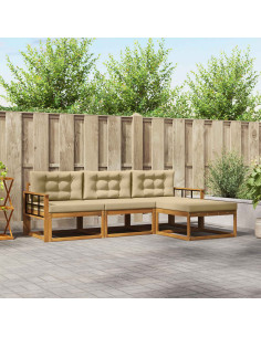 Set di divani da esterno con cuscino 4 pcs Naturale e Beige