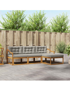 Set di divani da esterno 4 pcs Grigio Naturale e Chiaro