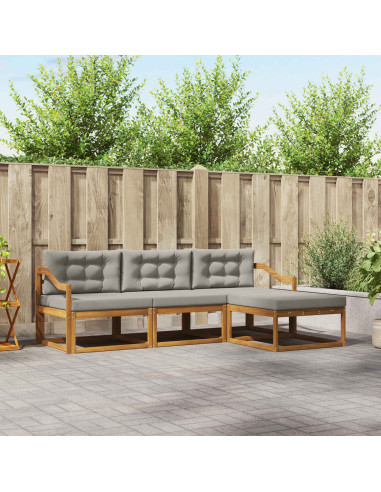 Set di divani da esterno 4 pcs Grigio Naturale e Chiaro