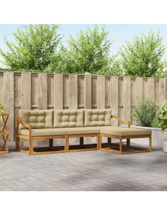Set di divani da esterno con cuscino 4 pcs Naturale e Beige