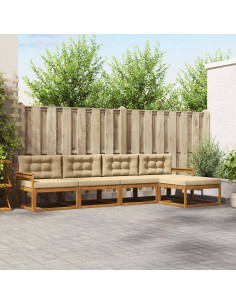 Set di divani da esterno con cuscino 5 pcs Naturale e Beige