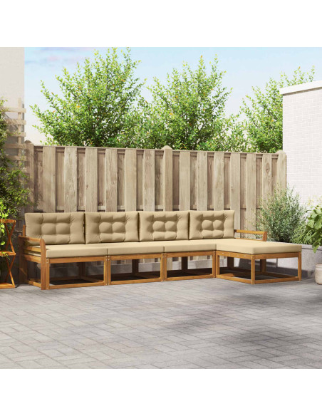 Set di divani da esterno con cuscino 5 pcs Naturale e Beige