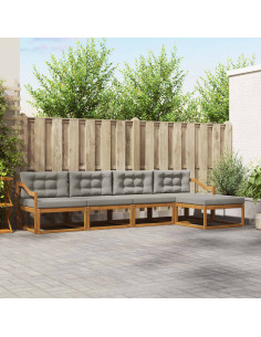 Set di divani da esterno 5 pcs Grigio Naturale e Chiaro