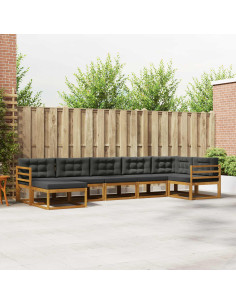 Set di divani da esterno con cuscino 7 pcs Naturale e Antracite