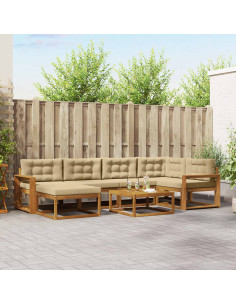 Set di divani da esterno con cuscino 7 pcs Naturale e Beige