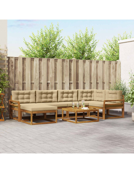 Set di divani da esterno con cuscino 7 pcs Naturale e Beige