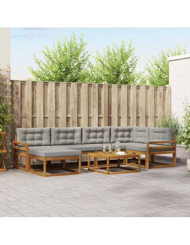 Set di divani da esterno 7 pcs Grigio Naturale e Chiaro