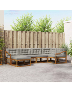 Set di divani da esterno 6 pcs Grigio Naturale e Chiaro