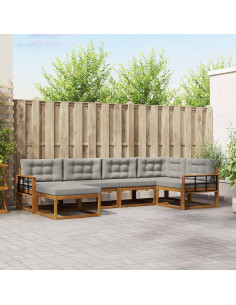 Set di divani da esterno 6 pcs Grigio Naturale e Chiaro