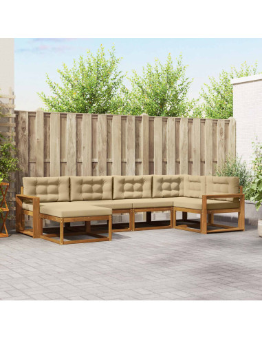 Set di divani da esterno con cuscino 6 pcs Naturale e Beige