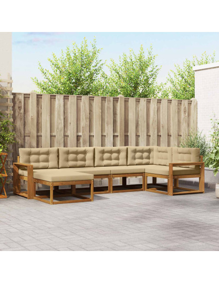 Set di divani da esterno con cuscino 6 pcs Naturale e Beige