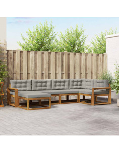 Set di divani da esterno 6 pcs Grigio Naturale e Chiaro