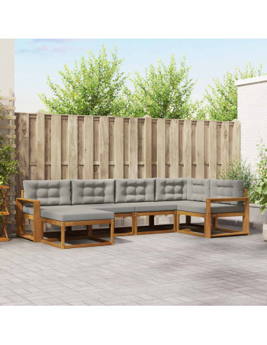 Set di divani da esterno 6 pcs Grigio Naturale e Chiaro