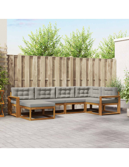 Set di divani da esterno 6 pcs Grigio Naturale e Chiaro