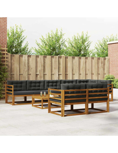 Set di divani da esterno con cuscino 9 pcs Naturale e Antracite