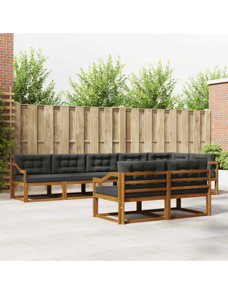 Set di divani da esterno con cuscino 8 pcs Naturale e Antracite