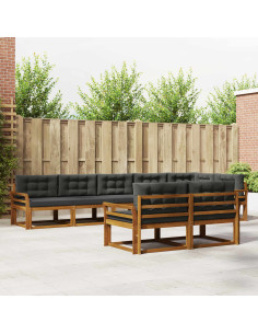 Set di divani da esterno con cuscino 8 pcs Naturale e Antracite